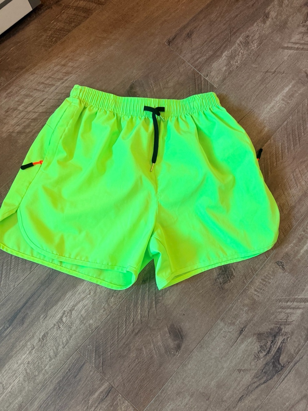 Neon Lime Athletic Shorts with Black Drawstring